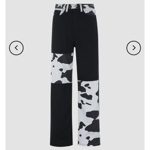 patchwork cow printed pants !